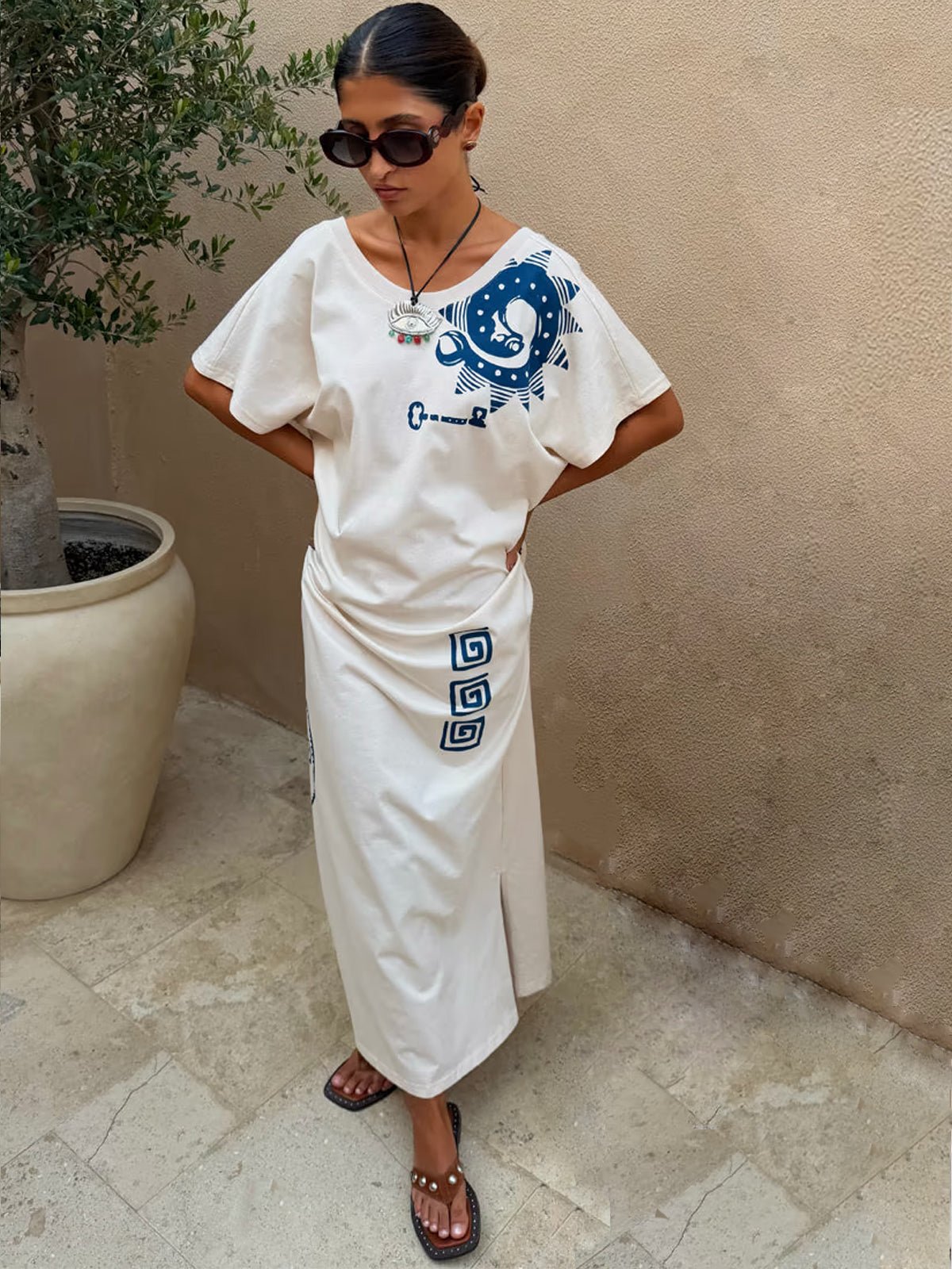 Never Fully Dressed Cream Dolce Vita T-Shirt Dress - Glebe Fashion