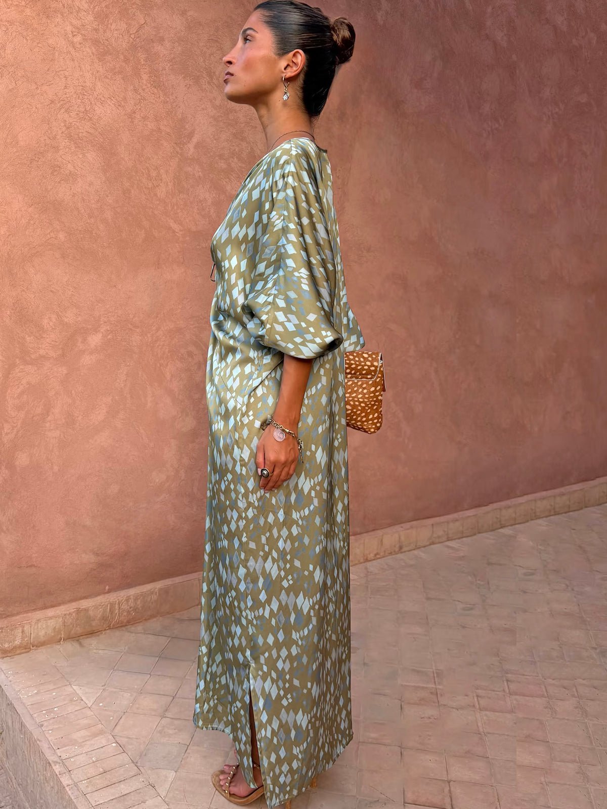 Never Fully Dressed Green Diamond Print Toria Dress - Glebe Fashion