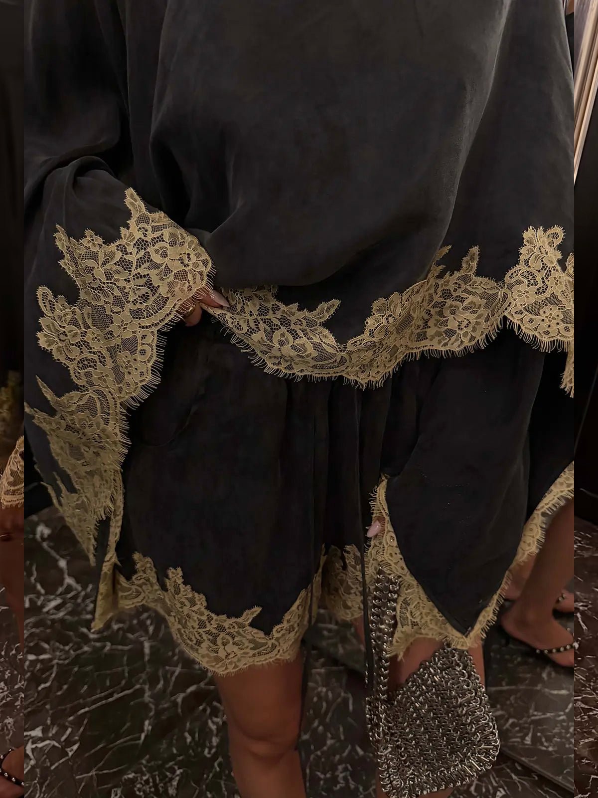 Never Fully Dressed Grey Lace Ellie Shorts - Glebe Fashion