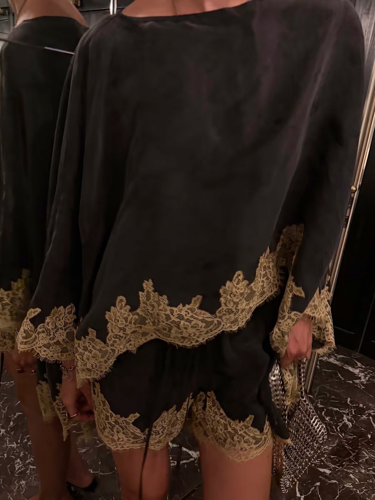 Never Fully Dressed Grey Lace Trim Cape - Glebe Fashion