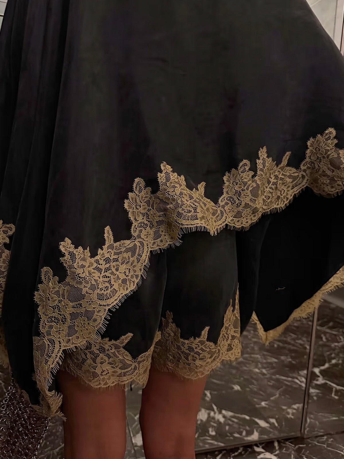 Never Fully Dressed Grey Lace Trim Cape - Glebe Fashion