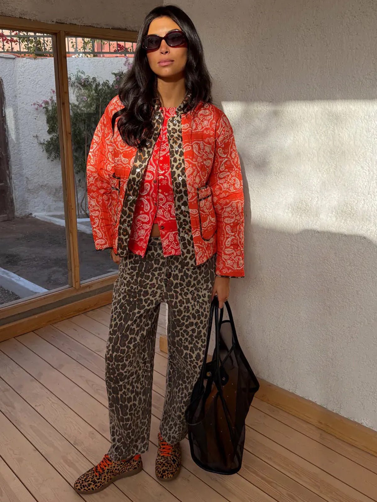 Never Fully Dressed Red Bandana Reversible Jacket - Glebe Fashion