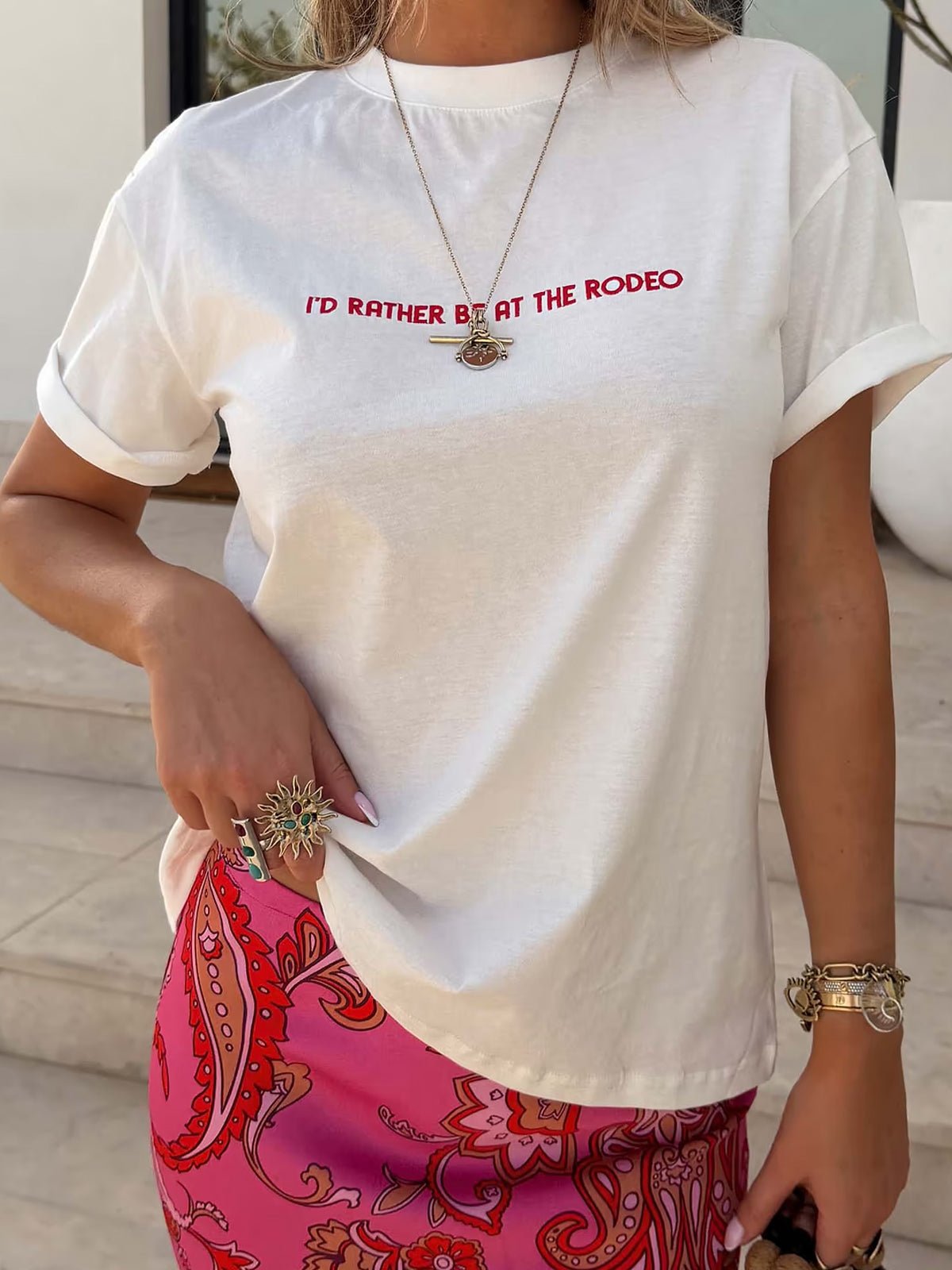 Never Fully Dressed White Rodeo T-Shirt - Glebe Fashion