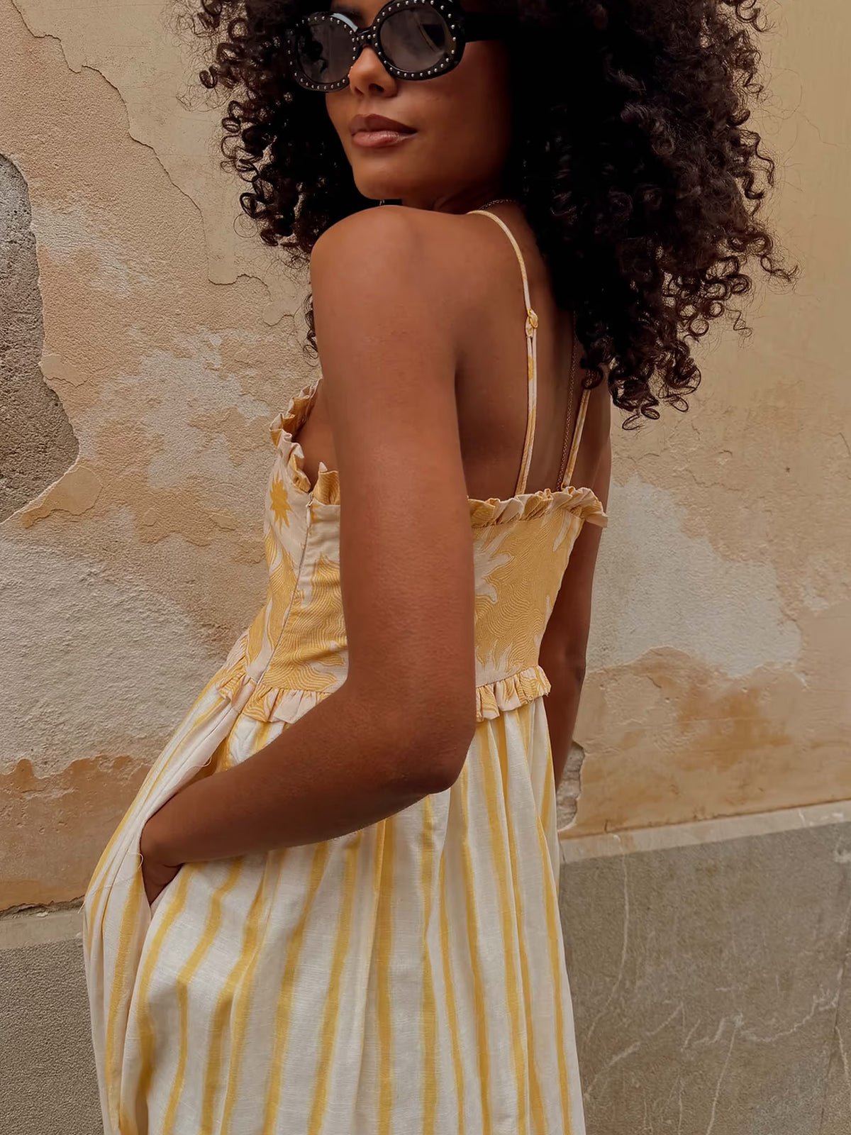 Never Fully Dressed Yellow Stripe Ashley Dress - Glebe Fashion