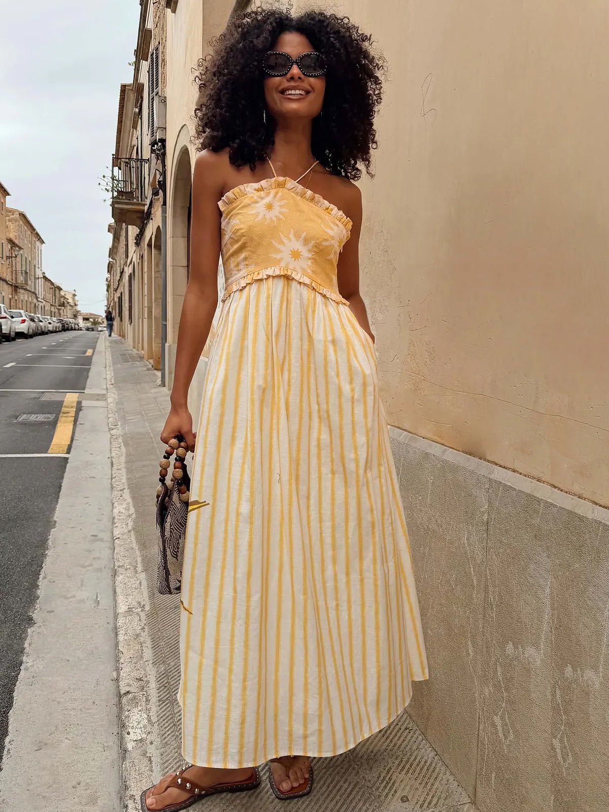 Never Fully Dressed Yellow Stripe Ashley Dress - Glebe Fashion