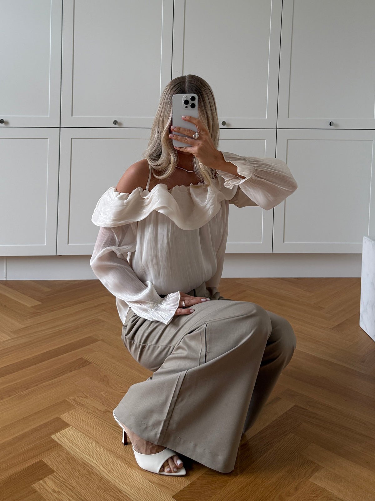 Noella Miya Off Shoulder Blouse Cream - Glebe Fashion