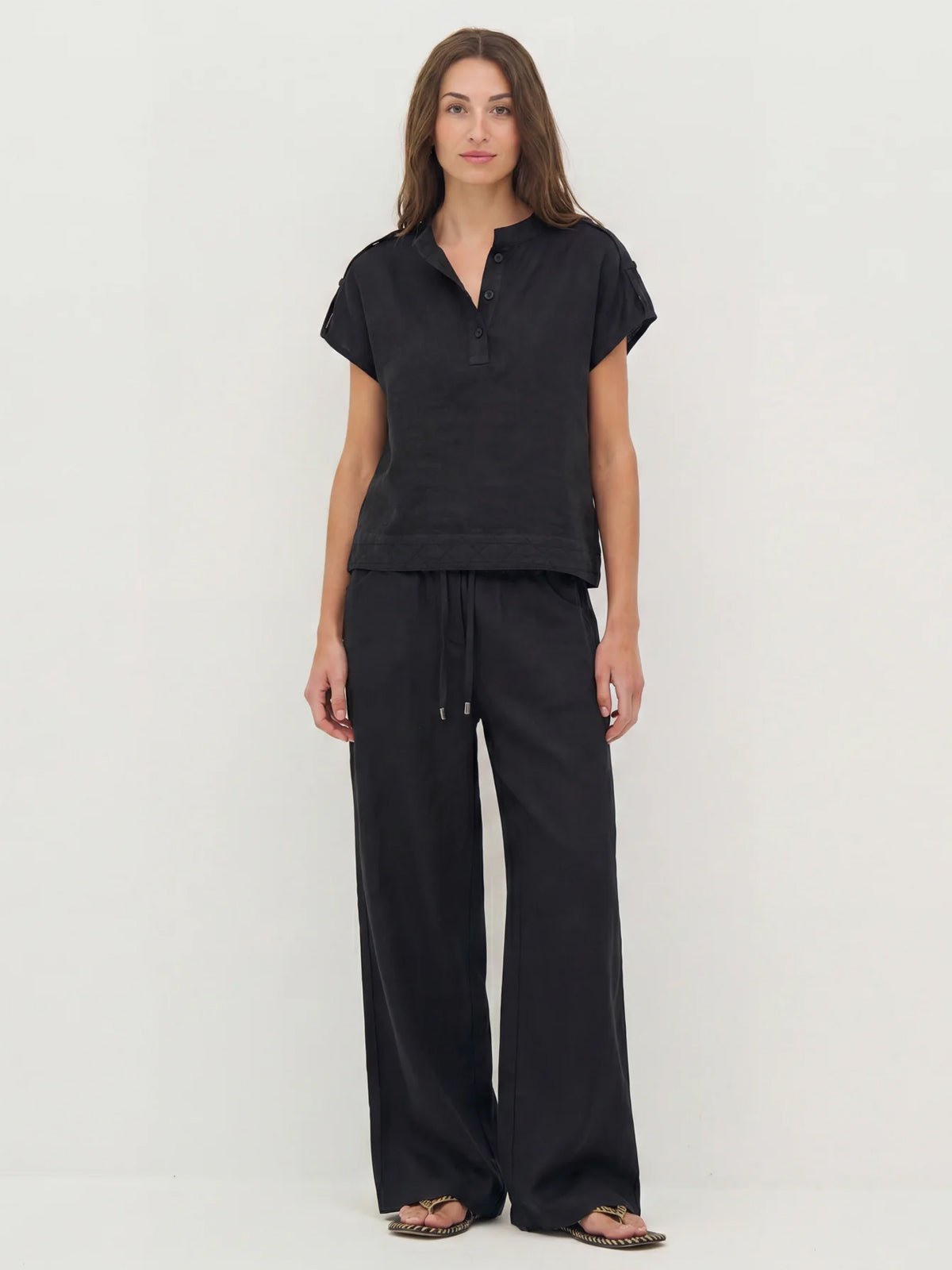 Nu Denmark Dai Linen Trousers Black - Glebe Fashion