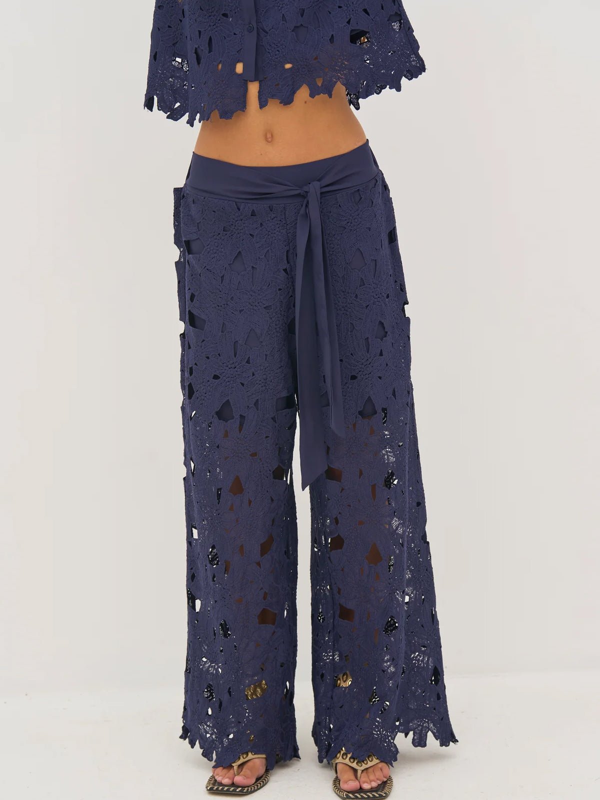 Nu Denmark Decia Lace Trousers Navy - Glebe Fashion
