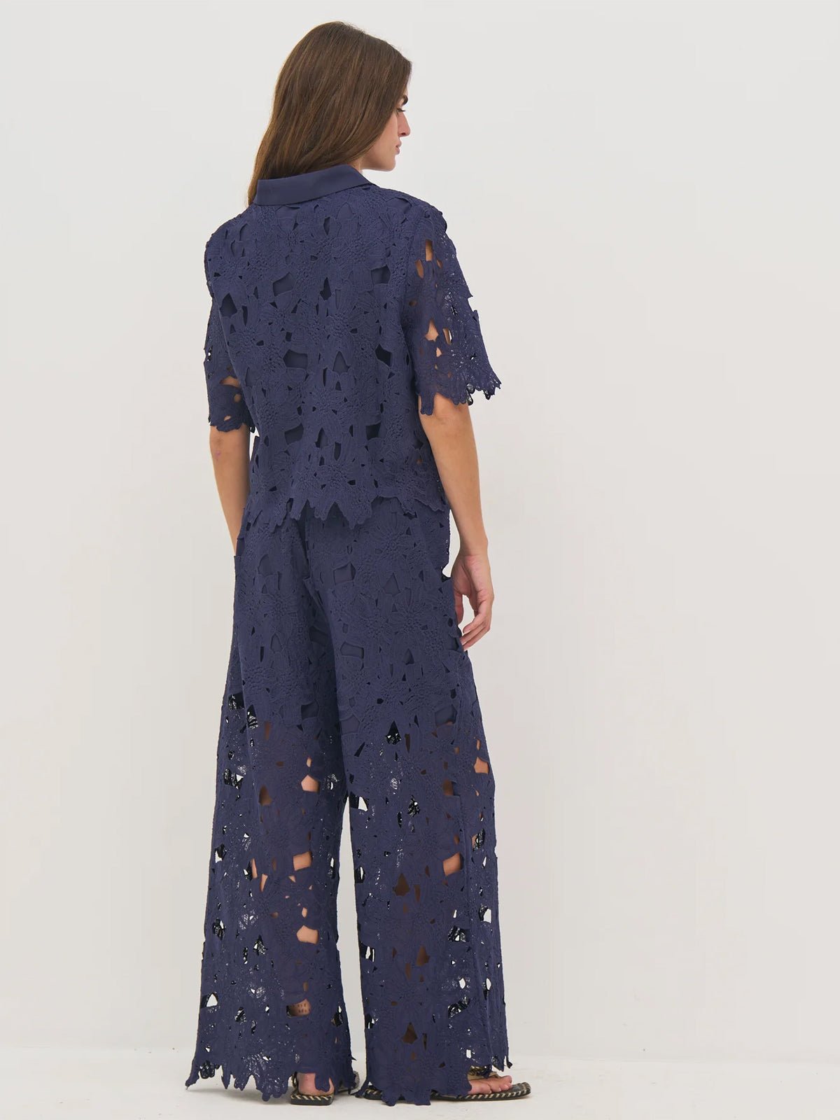 Nu Denmark Decia Lace Trousers Navy - Glebe Fashion
