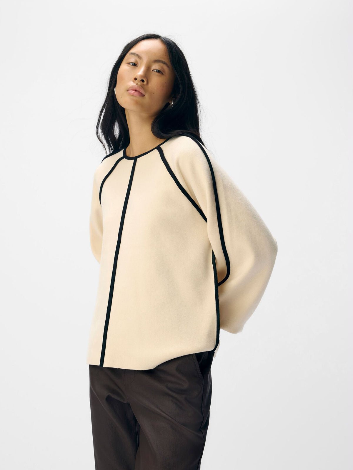 Object Detailed Knitted Pullover Sandshell - Glebe Fashion