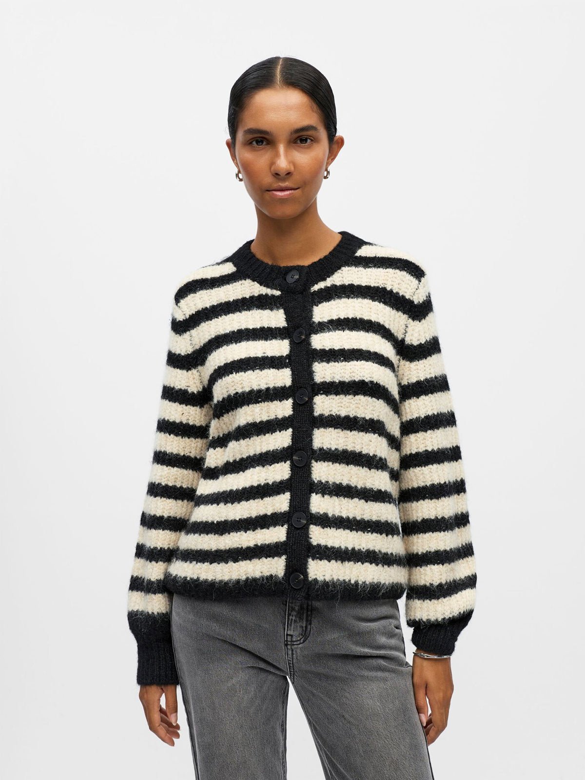 Object Milu Stripe Cardigan Black - Glebe Fashion