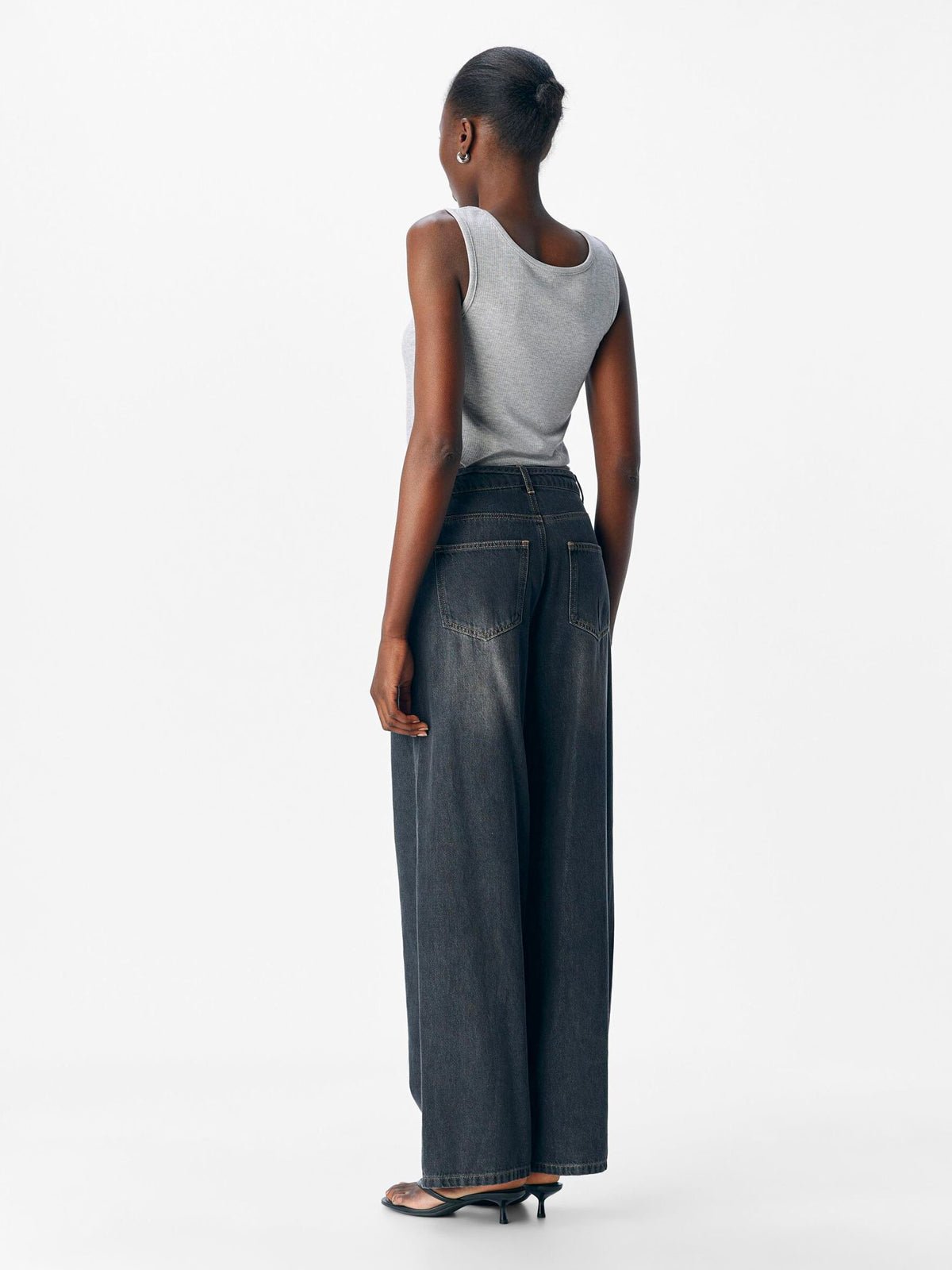 Object Rosie Wide Leg Jeans Grey - Glebe Fashion
