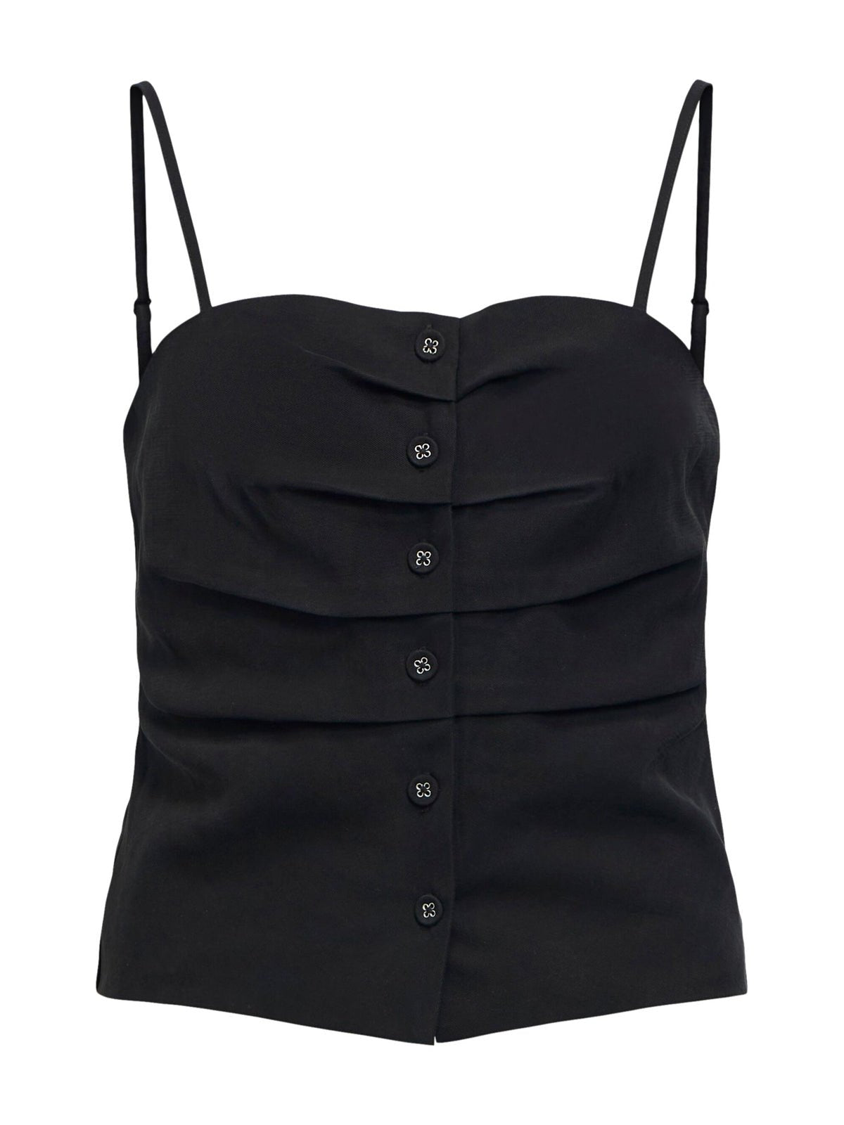 Object Strappy Ruched Top Black - Glebe Fashion
