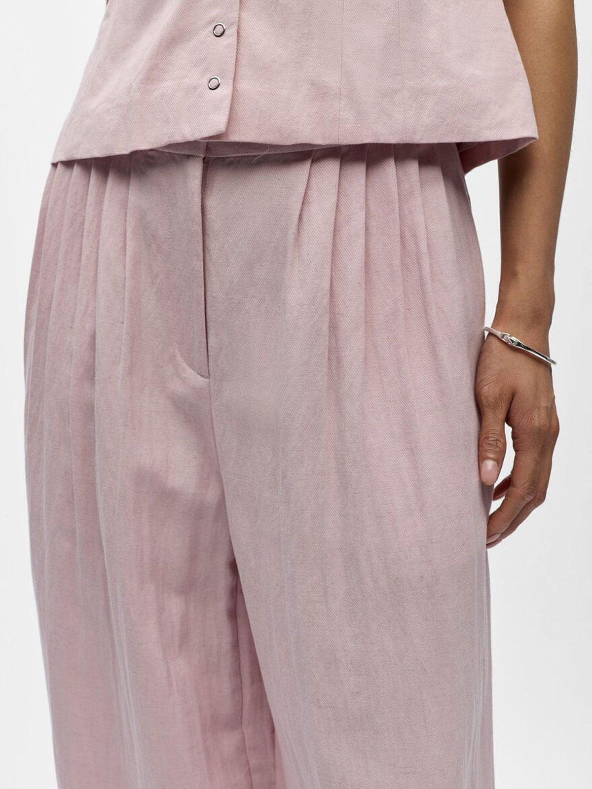 Object Wide Leg Trousers Soft Pink - Glebe Fashion