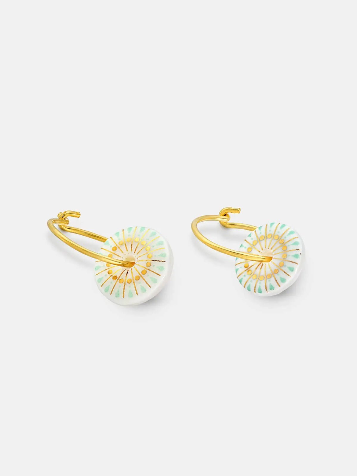 One & Eight Porcelain Mint Gold Earrings - Glebe Fashion