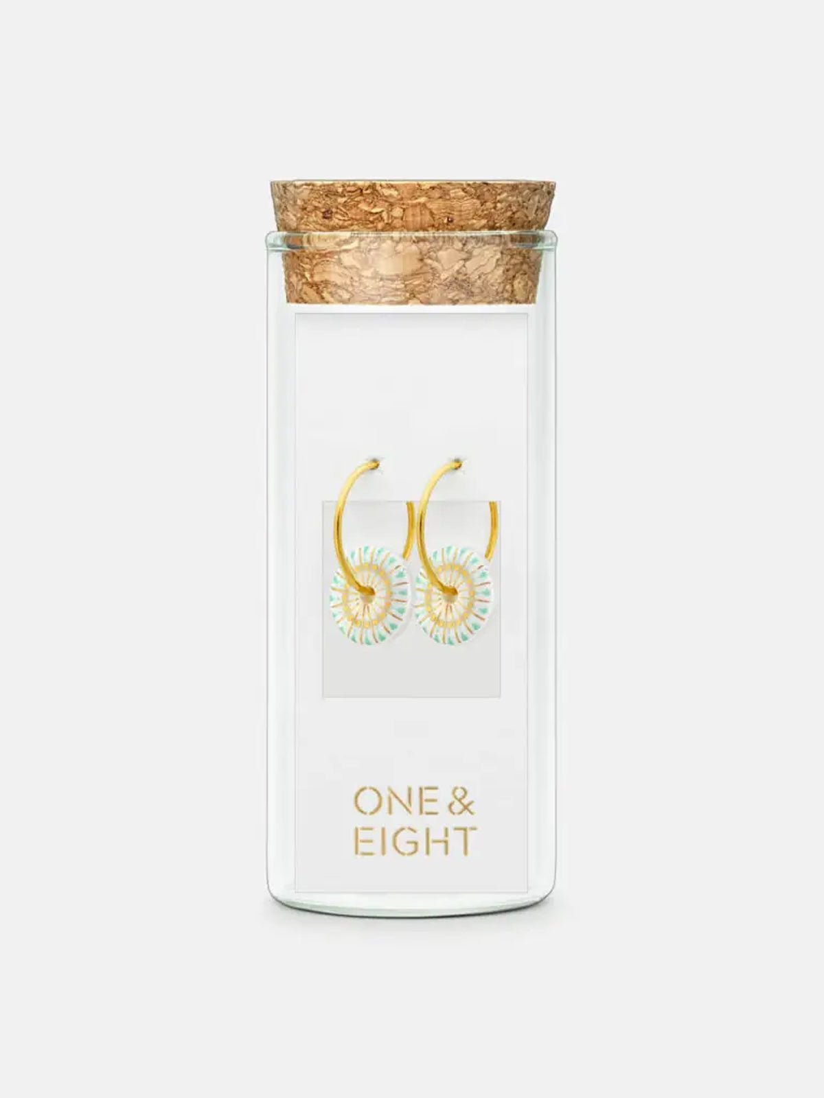 One & Eight Porcelain Mint Gold Earrings - Glebe Fashion
