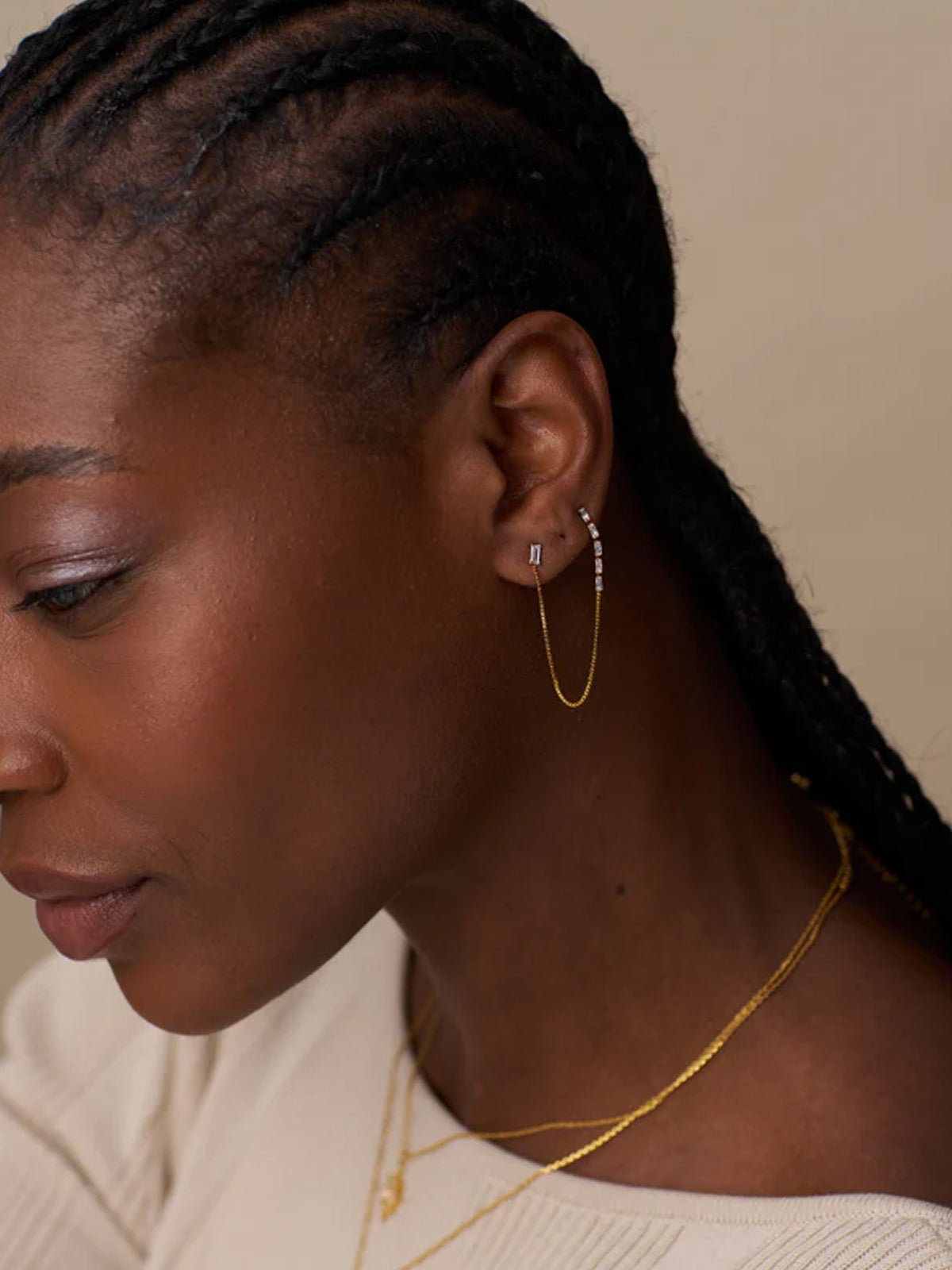 Orelia Baguette Fine Chain Link Earring - Glebe Fashion