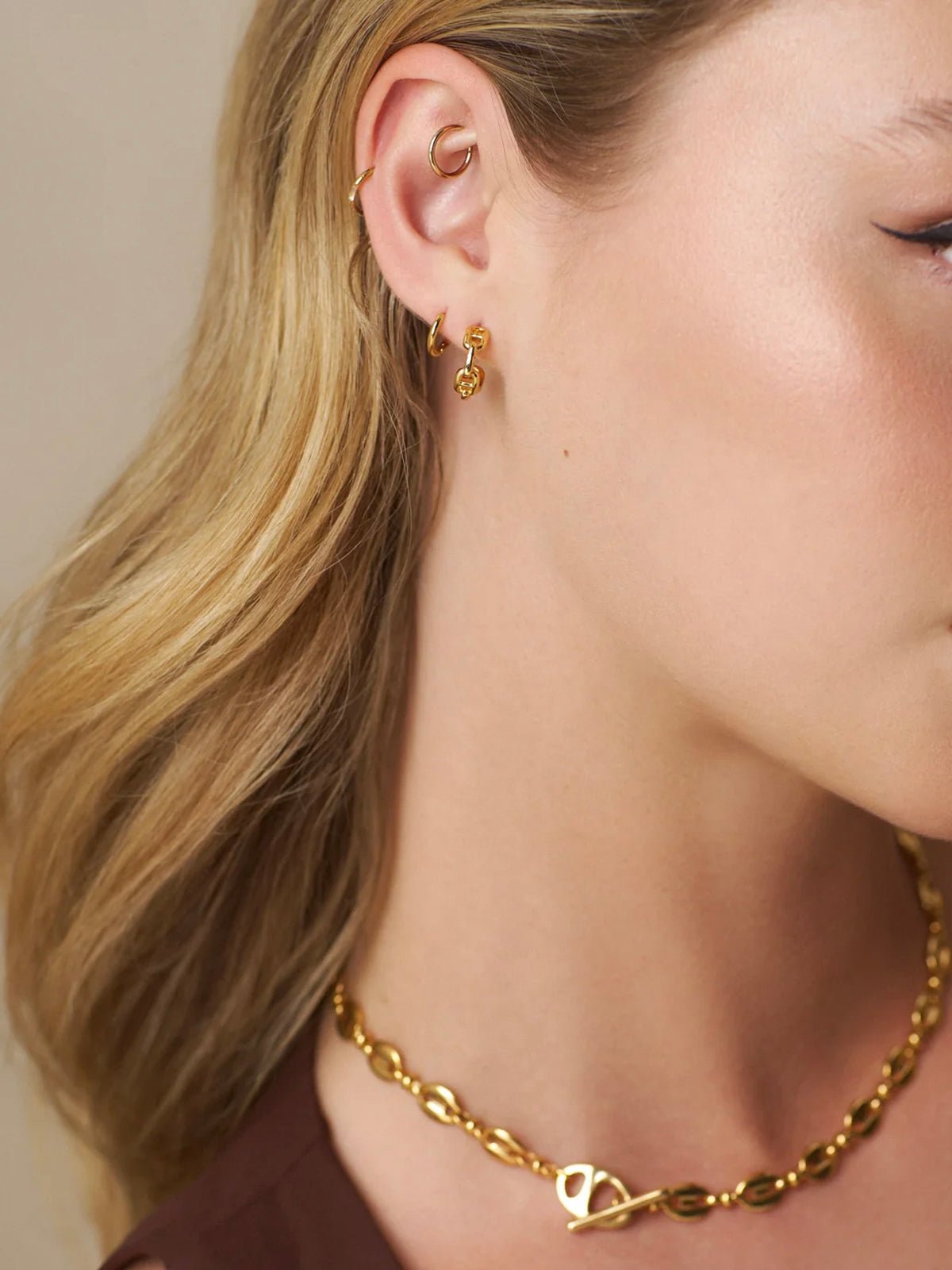 Orelia Mariner Chain Small Hoops - Glebe Fashion