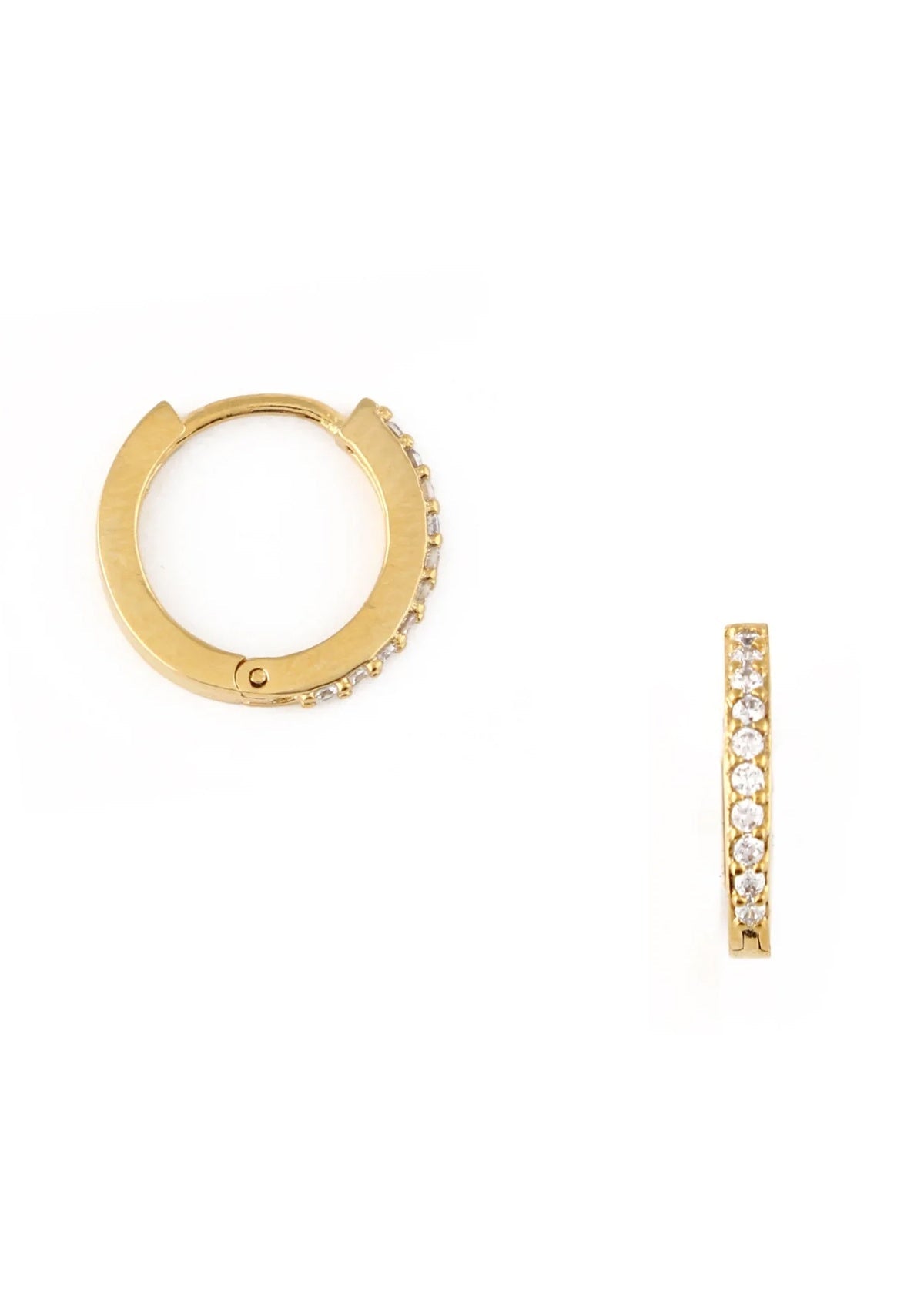 Orelia Pave Huggie Hoop Earrings Gold - Glebe Fashion