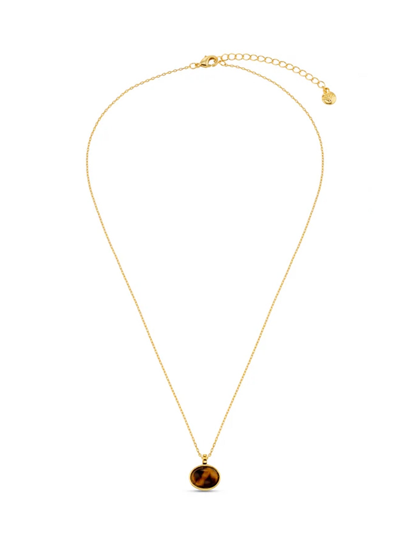 Orelia Semi Precious Tigers Eye Pendant - Glebe Fashion