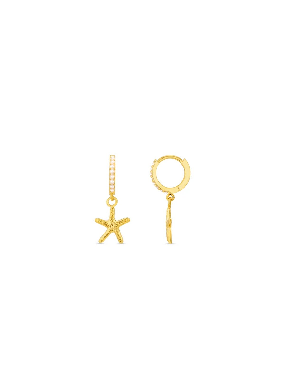 Orelia Starfish & Pearl Micro Hoop - Glebe Fashion