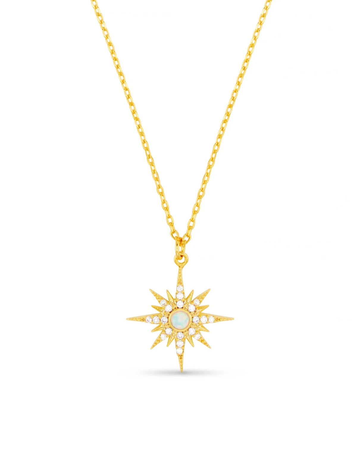 Orelia Opal Starburst Charm Necklace