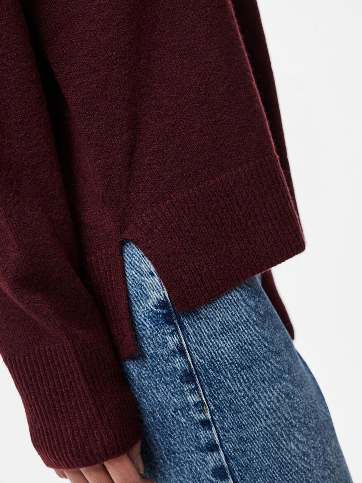 Pieces O-Neck Knit Tawny Port - Glebe Fashion