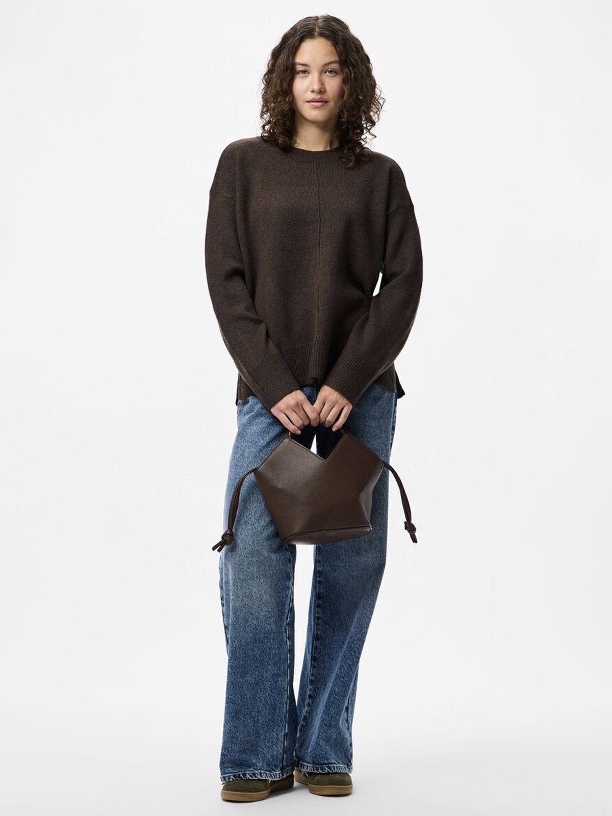 Pieces O’Neck Knit Hot Fudge - Glebe Fashion