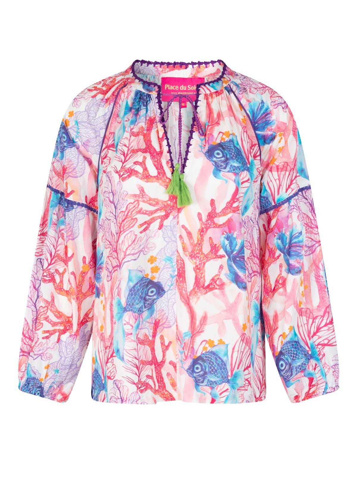 Place Du Soleil Coral Long Sleeve Top - Glebe Fashion