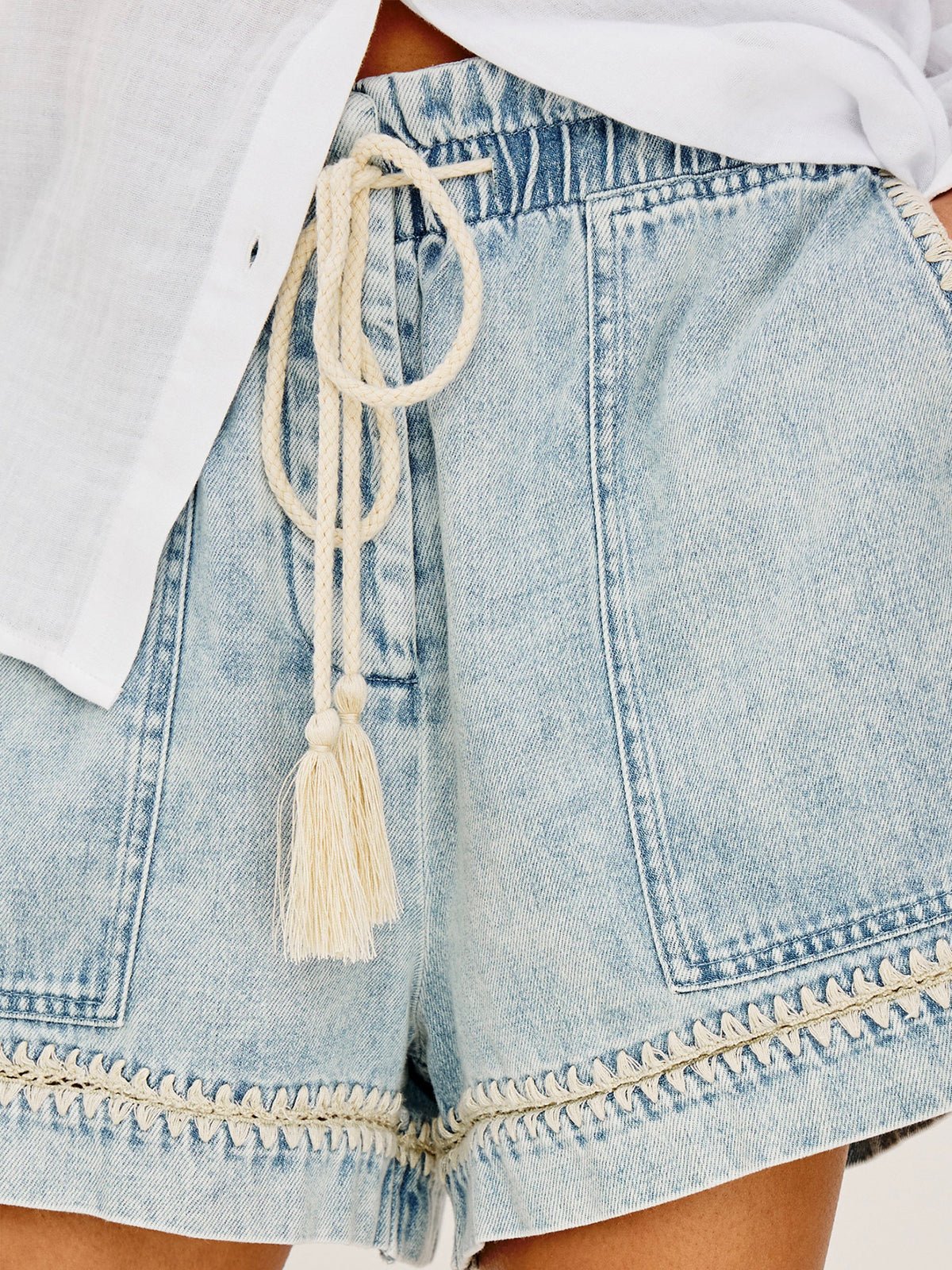 Rails Foster Short Bleached Indigo Blanket Stitch - Glebe Fashion