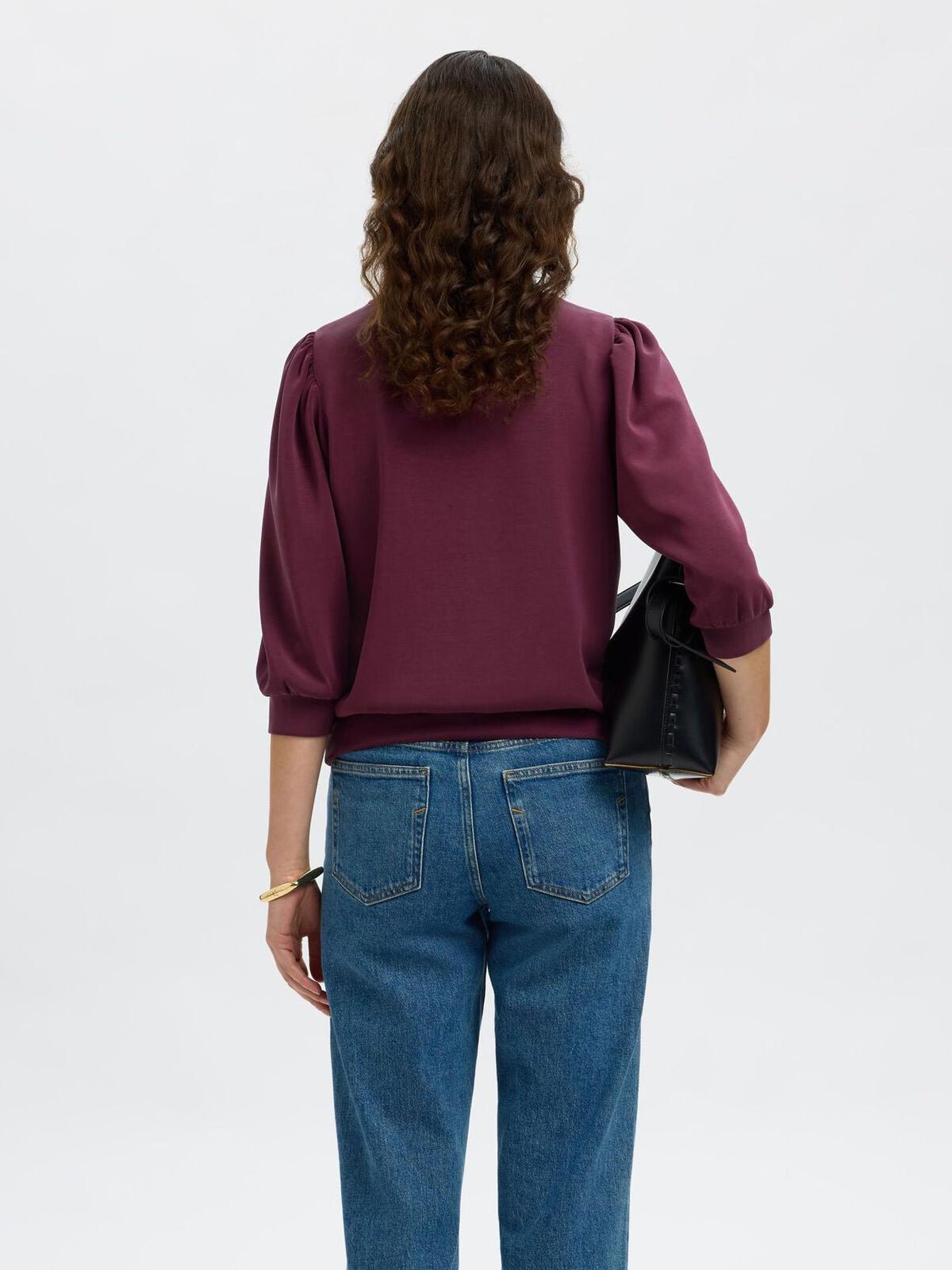 Selected Femme 3/4 Sweat Top Fig - Glebe Fashion