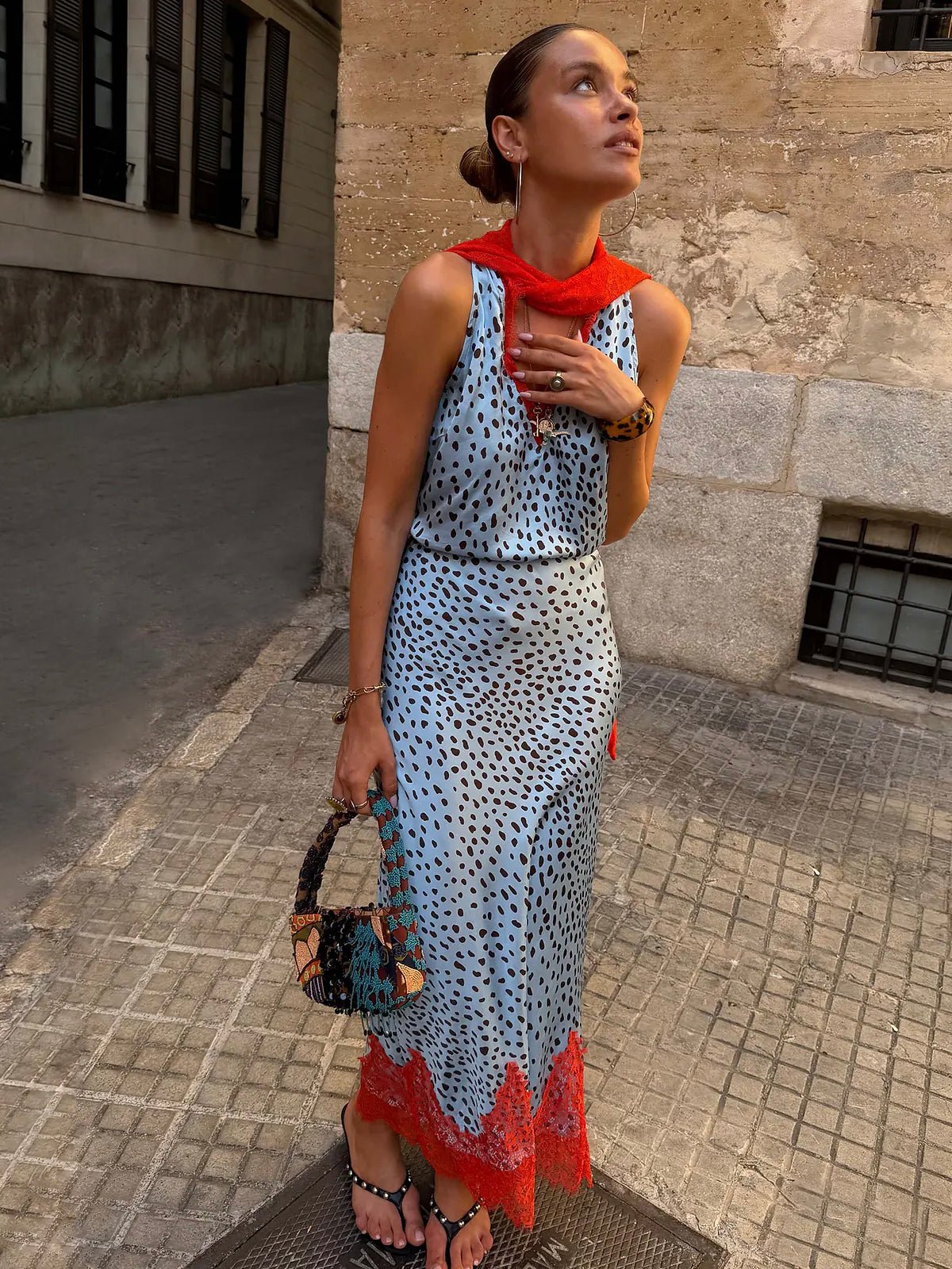 Sky Blue Deer Midi Maeva Skirt - Glebe Fashion