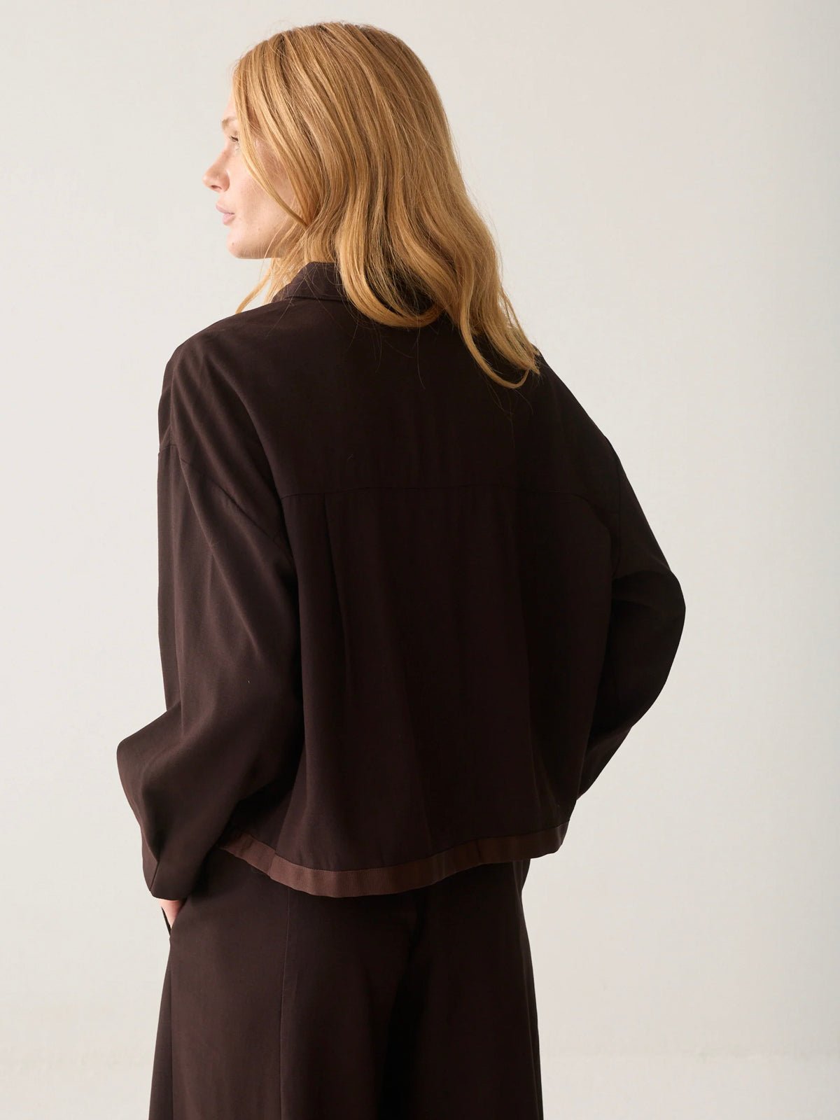 Summum Blouse With A Drawstring Dark Chocolate - Glebe Fashion