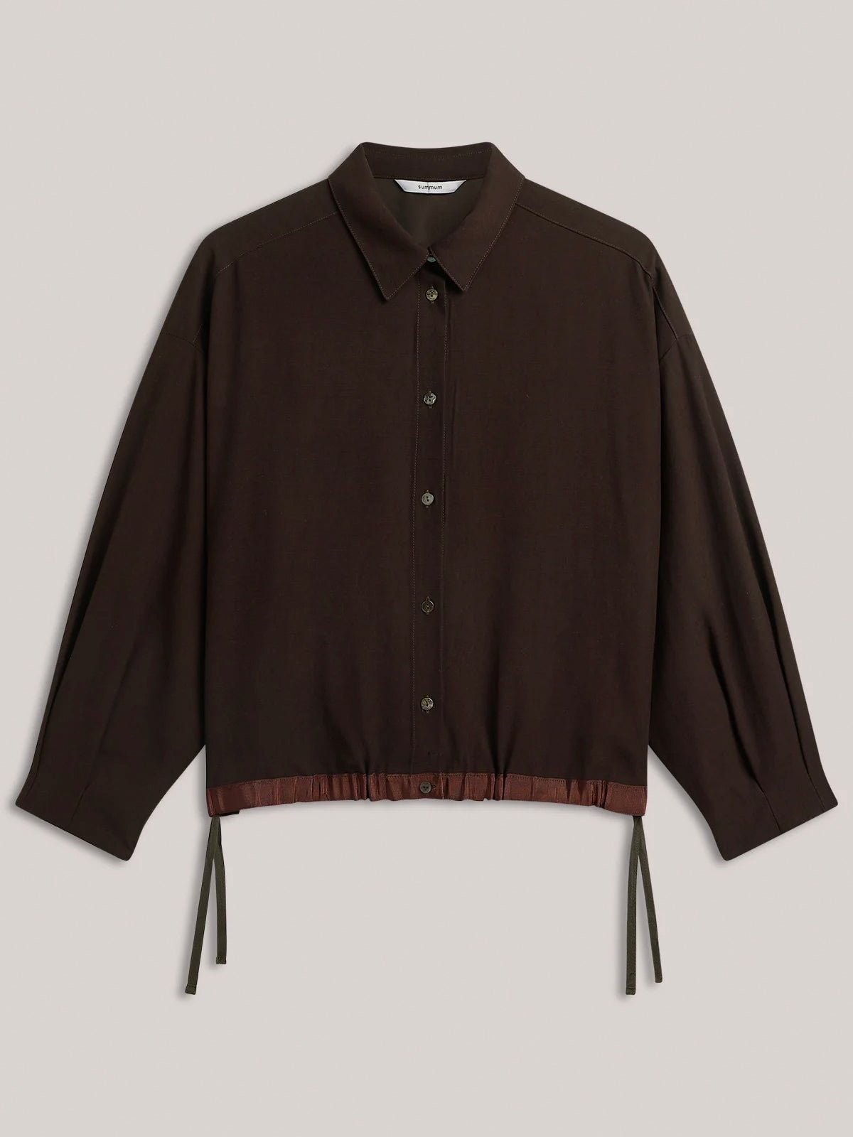 Summum Blouse With A Drawstring Dark Chocolate - Glebe Fashion