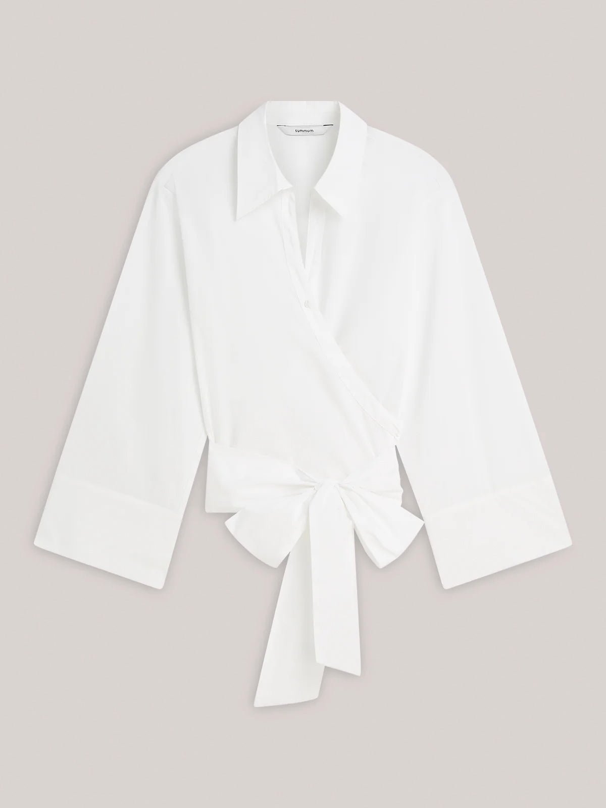 Summum Wrap Blouse In Crispy Poplin White - Glebe Fashion