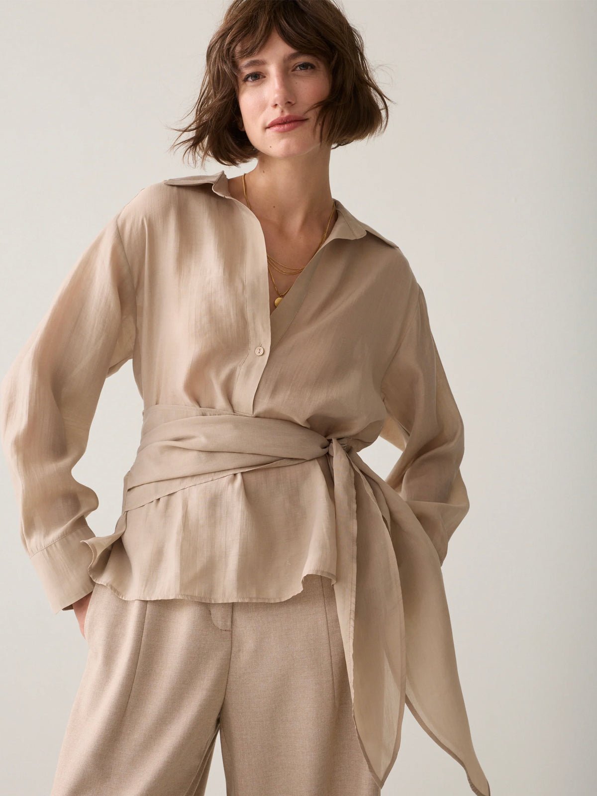 Summum Wrap Top In Lyocell Blend - Glebe Fashion