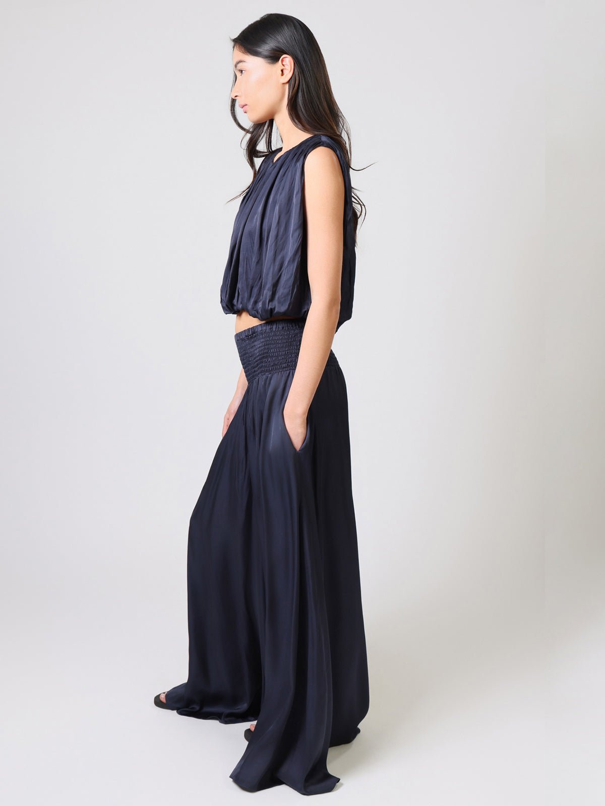 Traffic People Aurora Wide Leg Trousers Navy - Glebe Fashion