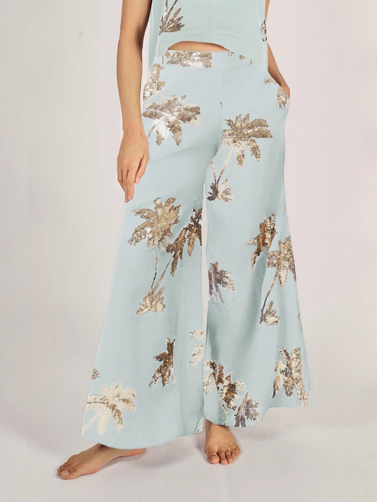 Traffic People Palms Of Gold Rene Trousers Blue - Glebe Fashion