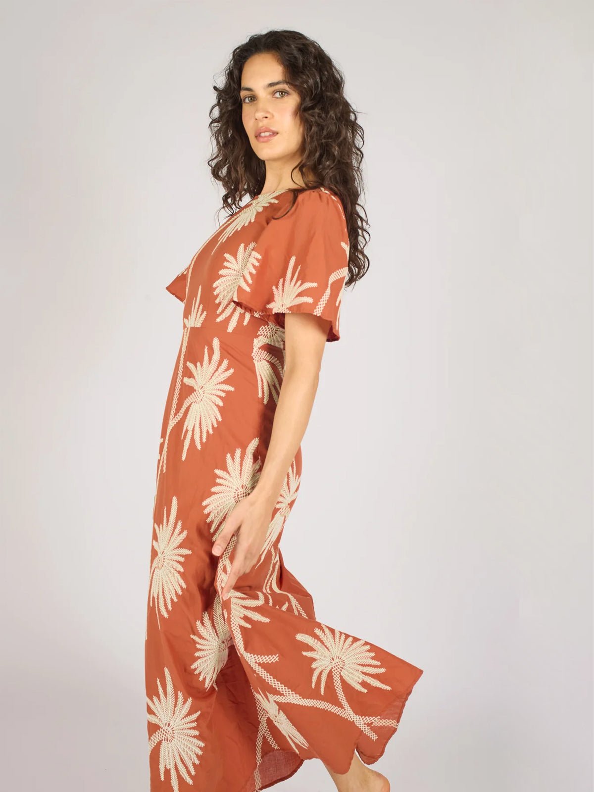 Traffic People Palms Of Promise Rene Dress Rust - Glebe Fashion