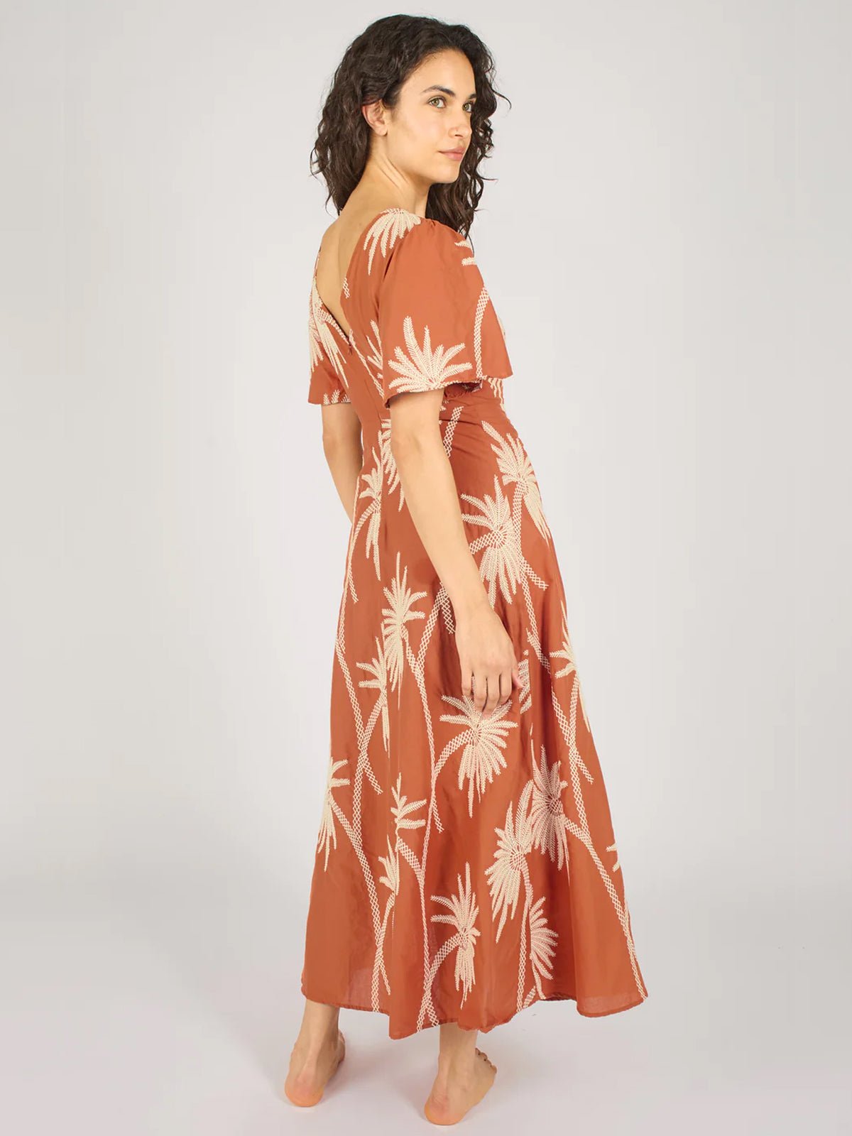 Traffic People Palms Of Promise Rene Dress Rust - Glebe Fashion