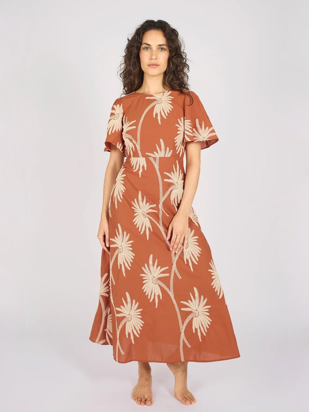 Traffic People Palms Of Promise Rene Dress Rust - Glebe Fashion