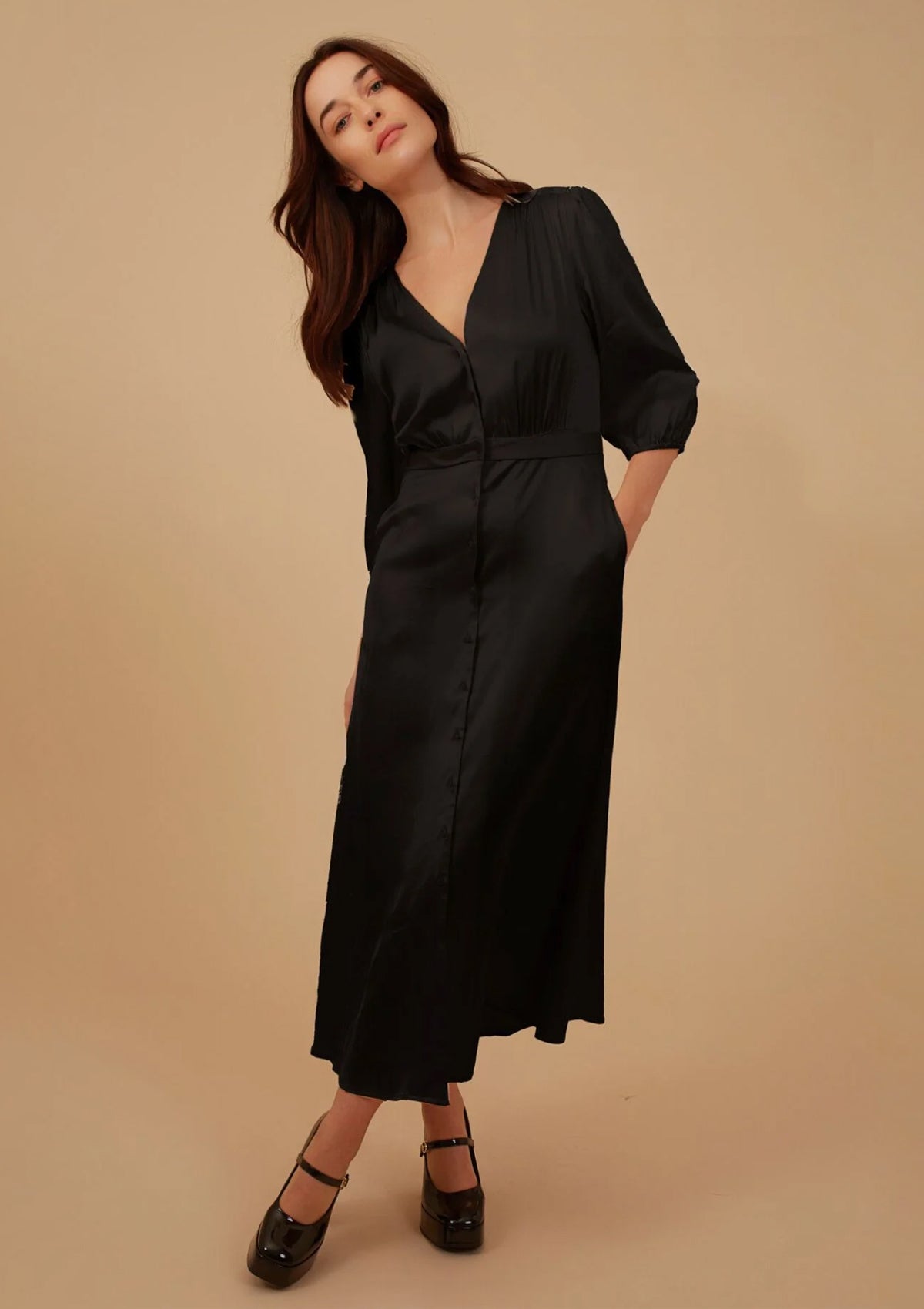 Traffic People Silkwood Blanche Dress Black - Glebe Fashion