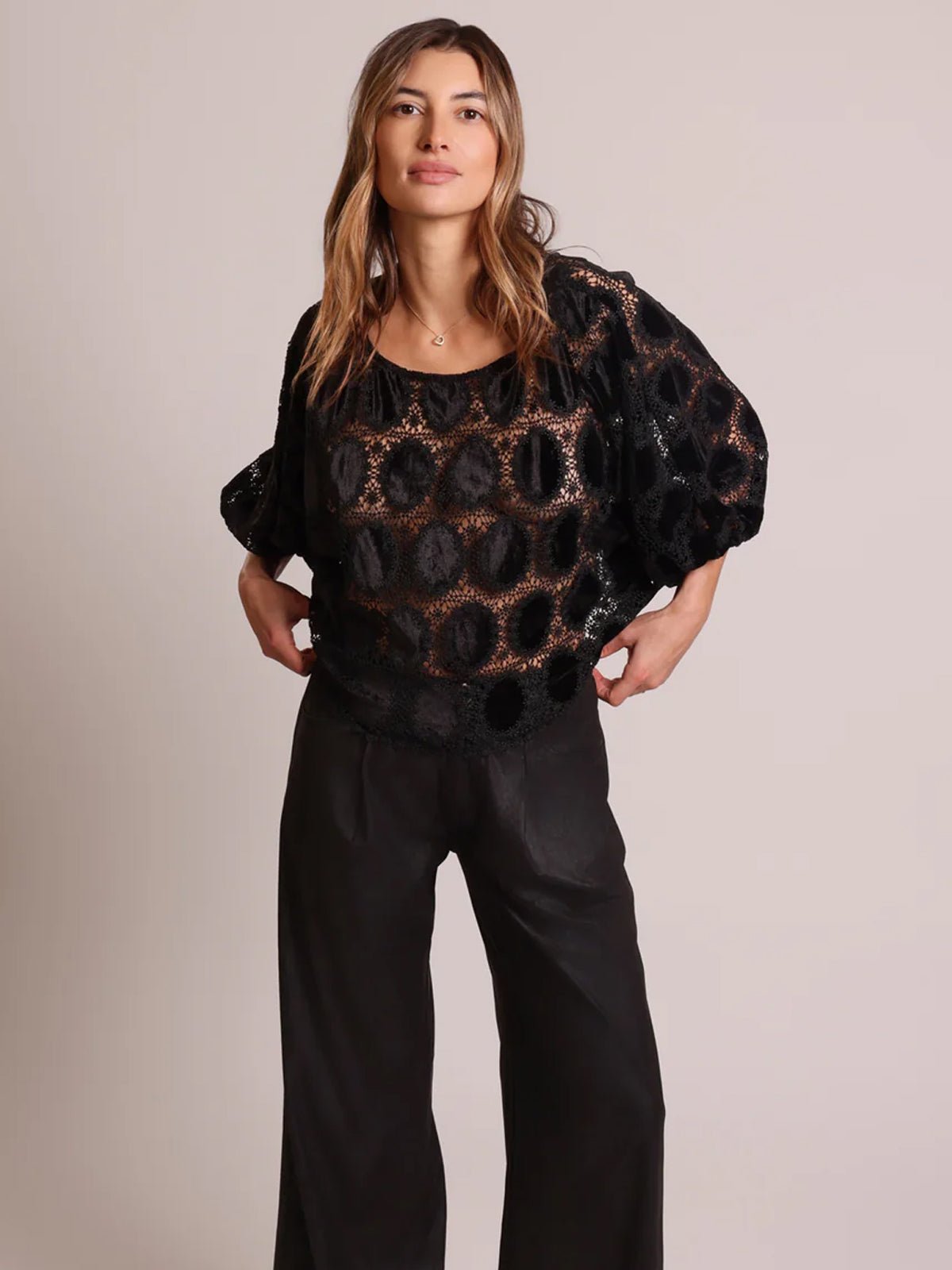 Traffic People The Great Silence Bloom Blouse Black - Glebe Fashion