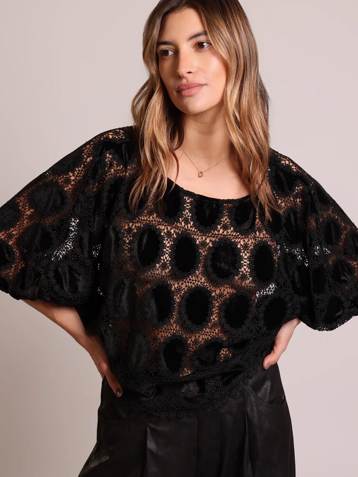 Traffic People The Great Silence Bloom Blouse Black - Glebe Fashion