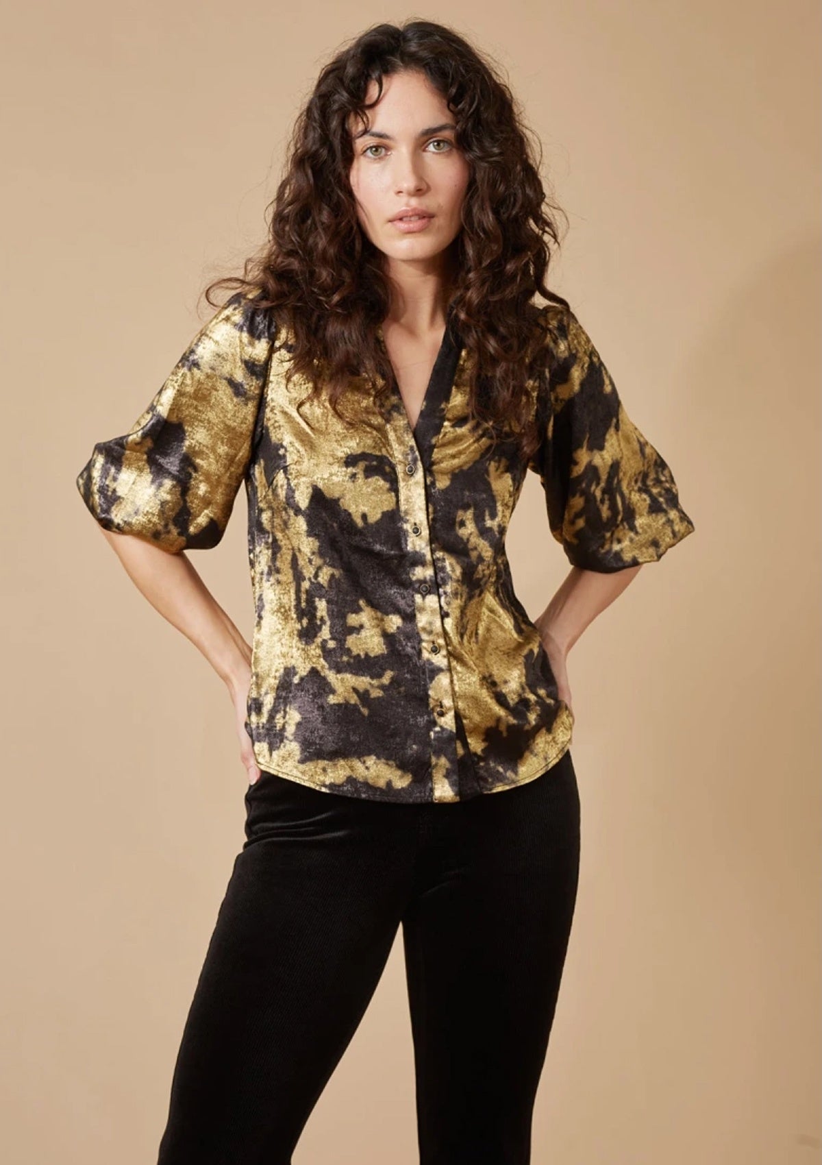 Traffic People Under The Influence Charlie Shirt Black Gold - Glebe Fashion