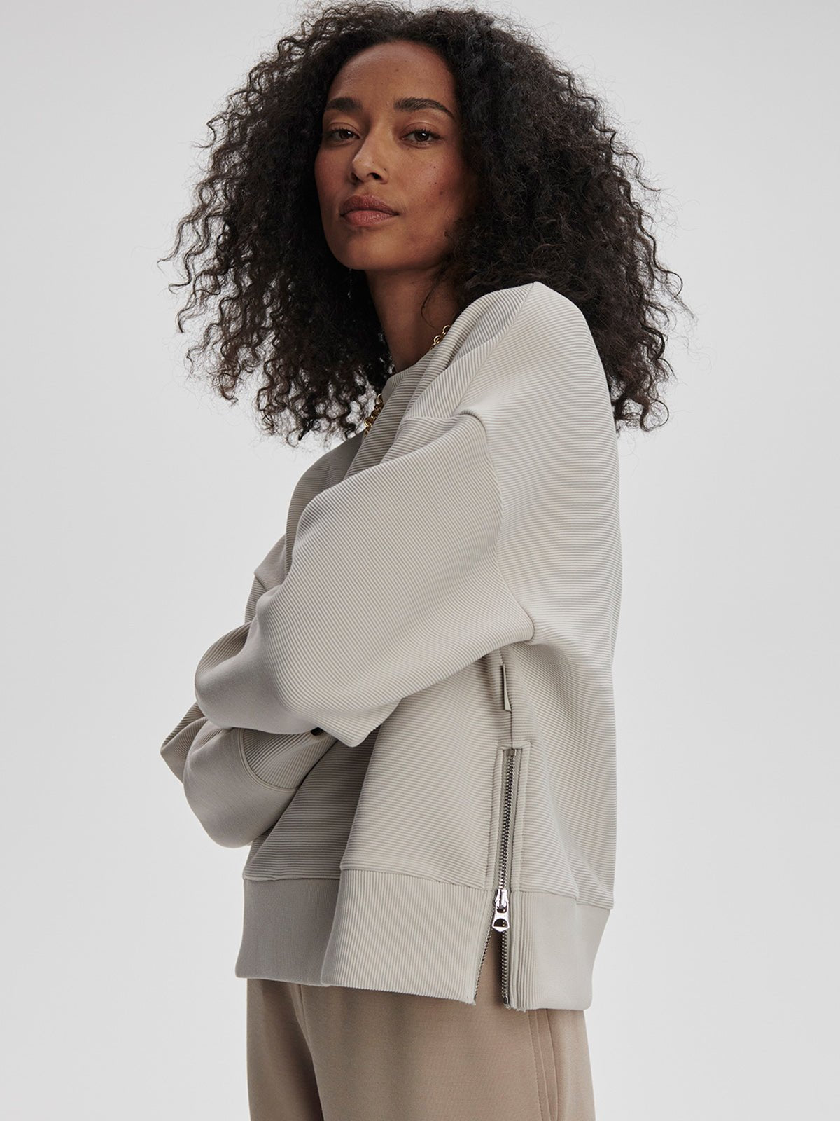 Varley Addelyn Sweat Silver Grey - Glebe Fashion