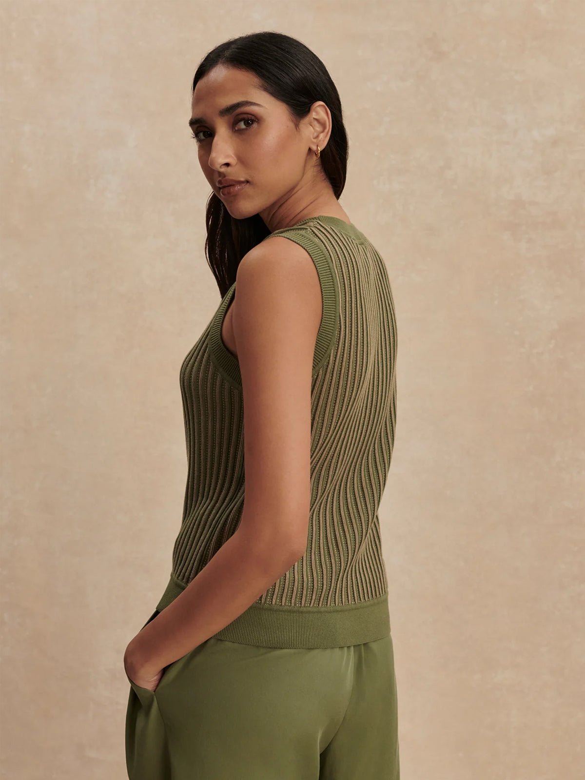 Varley Aldcroft Stitch Knit Tank Olivine - Glebe Fashion