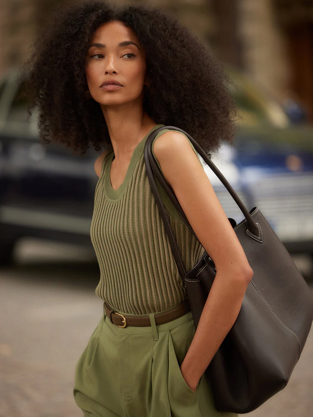 Varley Aldcroft Stitch Knit Tank Olivine - Glebe Fashion
