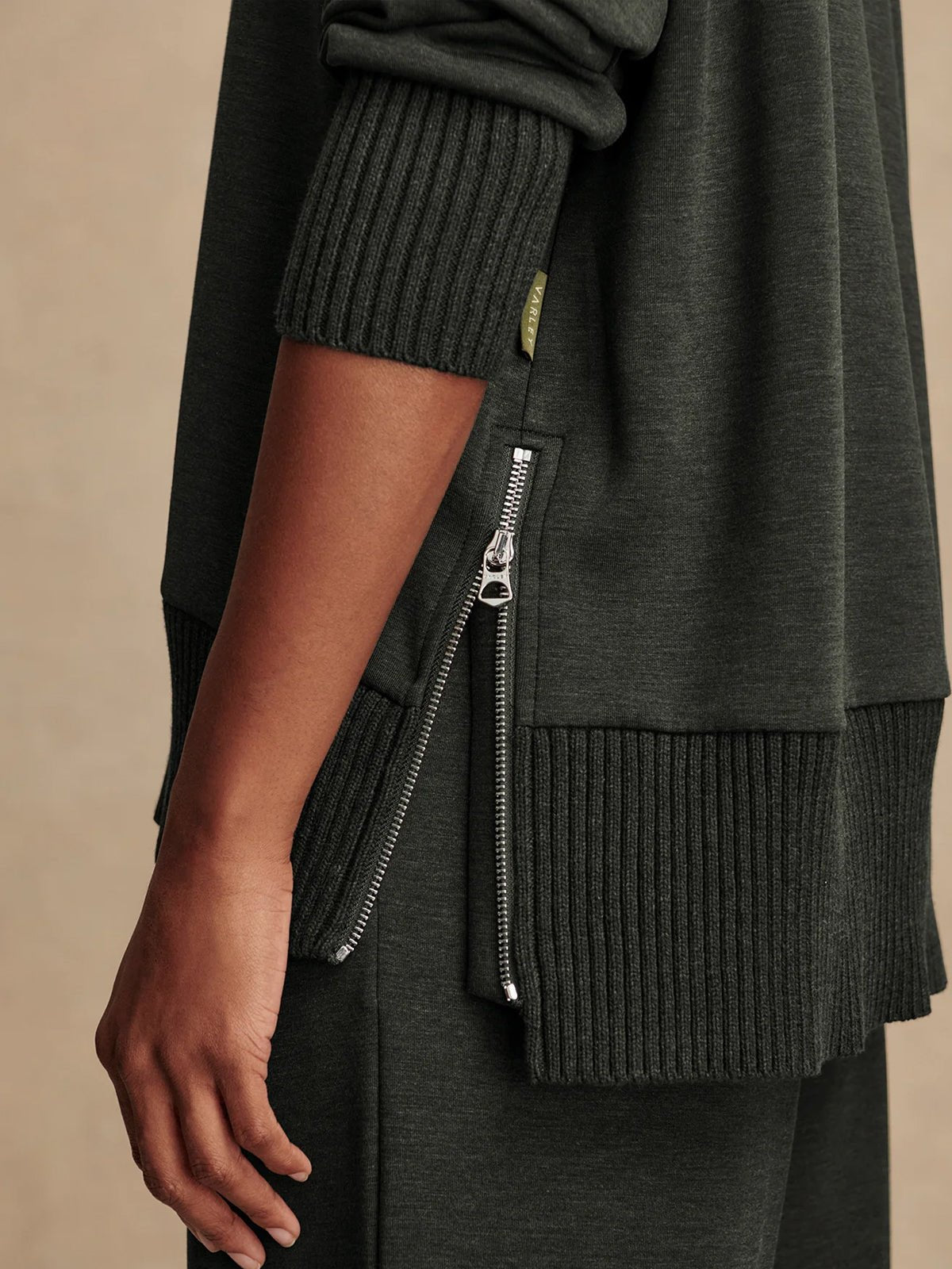 Varley Barker High Neck Sweat Olive Marl - Glebe Fashion