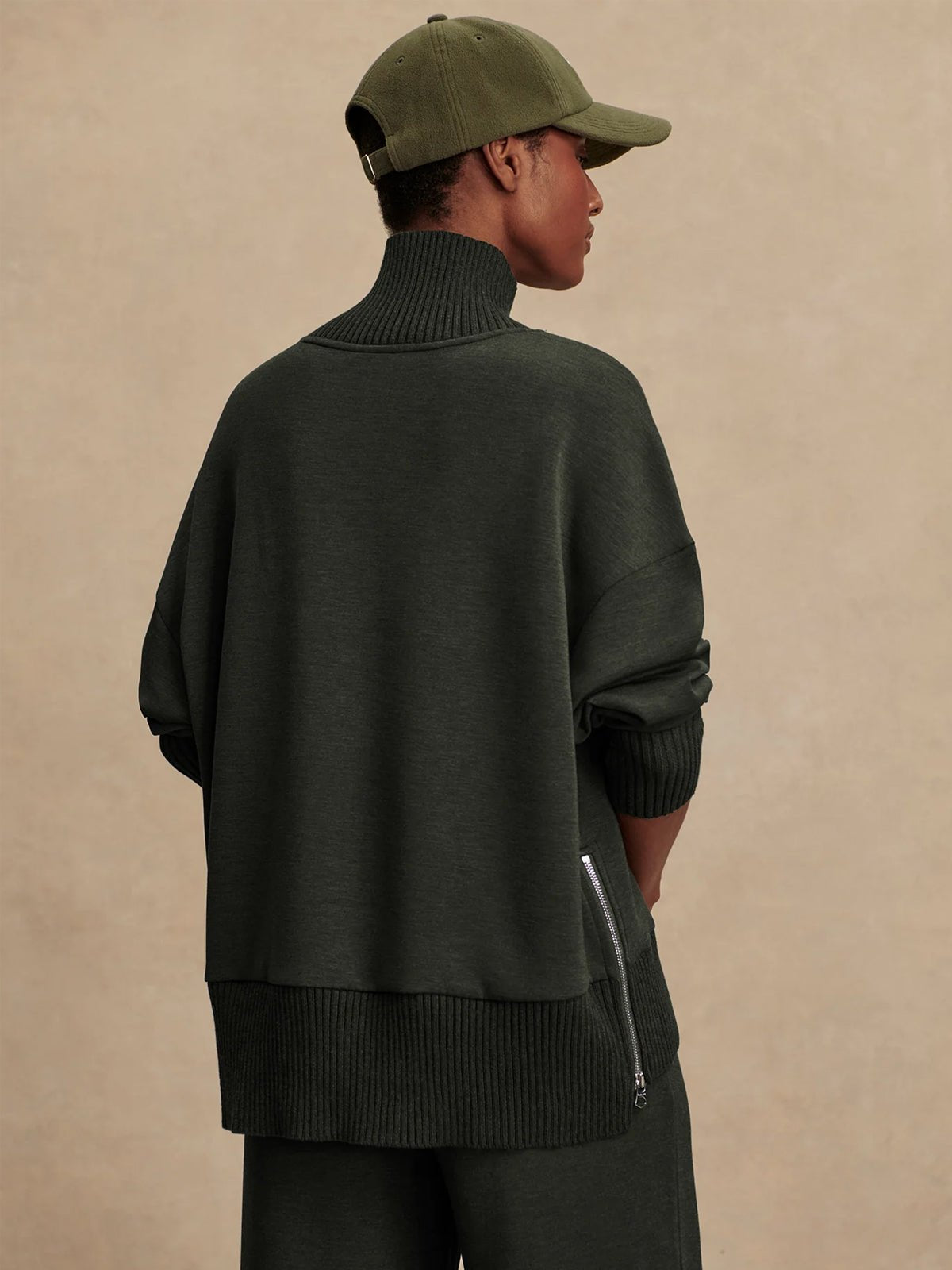 Varley Barker High Neck Sweat Olive Marl - Glebe Fashion